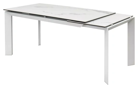 Стол обеденный CREMONA 140 HIGH GLOSS STATUARIO (Белый мрамор глянцевый/белый каркас) - М-Сити - фото в интернет-магазине Арктика