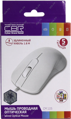 Мышь CBR CM-105 USB (белая) - фото в интернет-магазине Арктика