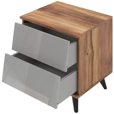 Спальня "Онтарио" 474.04 тумба прикроватная (Дуб Барокко/Серый глянец) - Столлайн - фото в интернет-магазине Арктика