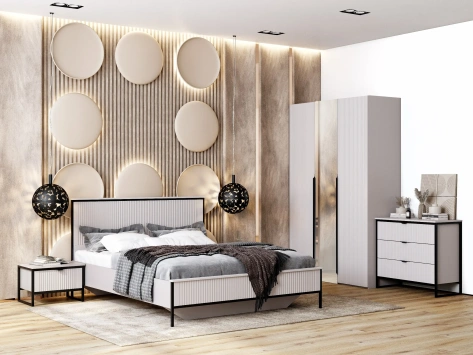 Спальня "Нора" тумба прикроватная с ящ (персидский жемчуг/вереск ромено) - Мебельград - фото в интернет-магазине Арктика