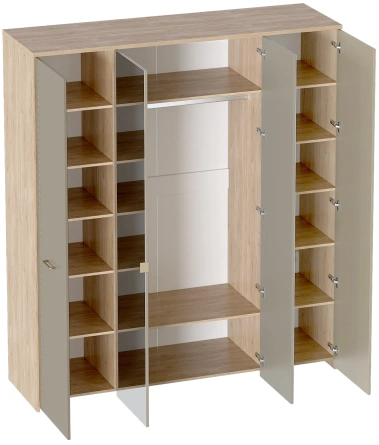 Спальня "Гавана" шкаф 4-х дверн (дуб натуральный светлый/светло-серый софт) - Мебельград - фото в интернет-магазине Арктика