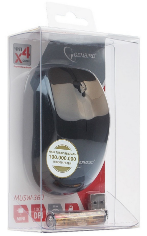 Мышь беспроводная Gembird MUSW-360 USB (черная) - фото в интернет-магазине Арктика