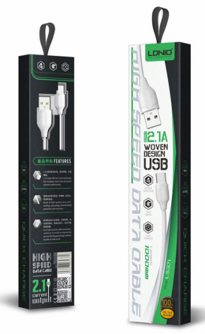 Кабель USB LDNIO Micro LS371 1м (белый)  - фото в интернет-магазине Арктика