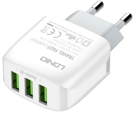 Зарядное устройство сетевое LDNIO A3312 17W USB 3+ Кабель Type-C LD_B4562* - фото в интернет-магазине Арктика
