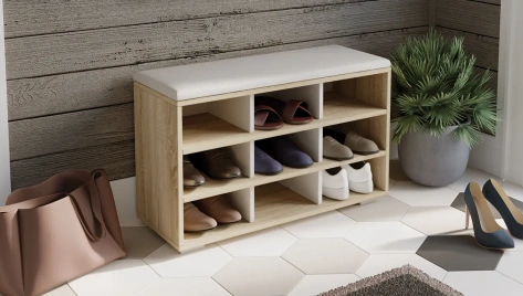 Тумба для обуви Тип 10 (Дуб Сонома/Белый Ясень) - Три Я - фото в интернет-магазине Арктика