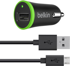 Зарядное устройство авто Belkin F8M887bt04-BLK 2.4 A+Кабель Micro-USB 1.2m Black - каталог товаров магазина Арктика