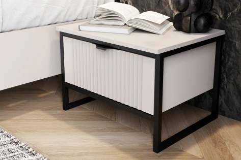 Спальня "Нора" тумба прикроватная с ящ (персидский жемчуг/вереск ромено) - Мебельград - фото в интернет-магазине Арктика