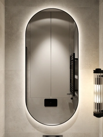 Зеркало навесное Z-16 1100х500 мм с черной рамкой С ПОДСВЕТКОЙ - Мебельград - фото в интернет-магазине Арктика