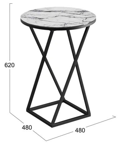 Стол журнальный ДП 1-03-05 (черный/белый мрамор) - Три Я - фото в интернет-магазине Арктика