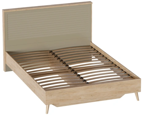 Спальня "Гавана" кровать 160*200 (дуб натуральный светлый/светло-серый софт) - Мебельград - фото в интернет-магазине Арктика