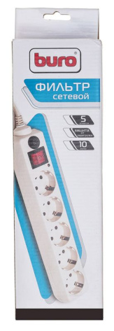 Сетевой фильтр Buro 5р / 3 м (белый) (500SH-3-W) - фото в интернет-магазине Арктика