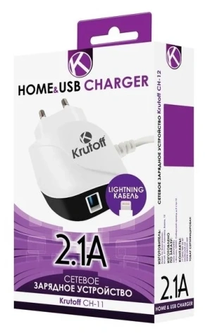 Зарядное устройство для Lightning Krutoff CH-12 (02177) - фото в интернет-магазине Арктика