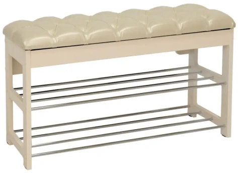 Банкетка МИ "Грейс" (Дуб шампань, к/з Oregon perlamutr 106, каретная стяжка) - Импэкс - фото в интернет-магазине Арктика