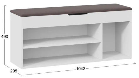 Тумба для обуви Тип 12 (Белый Ясень/Велюр Серый) - Три Я - фото в интернет-магазине Арктика