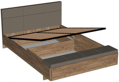 Спальня "Беата-2" кровать 1610 с мех с банкеткой (крафт табачный/мат шоколад) - Евромебель - фото в интернет-магазине Арктика