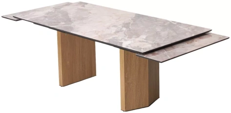 Стол обеденный МОЦАРТ 200 (Каталония/стекло/дуб монтана) - М-Сити - фото в интернет-магазине Арктика