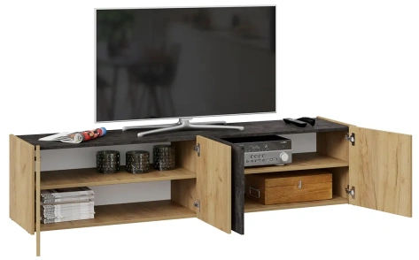 Тумба под ТВ "Рокс" тип 1 (дуб крафт золотой/каменный уголь) - Три Я - фото в интернет-магазине Арктика