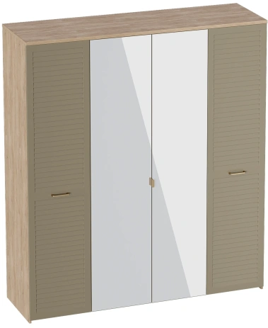 Спальня "Гавана" шкаф 4-х дверн (дуб натуральный светлый/светло-серый софт) - Мебельград - фото в интернет-магазине Арктика