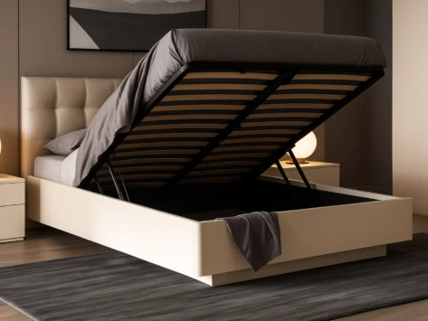 "ПРАГА" Кровать 1600 мм с МПК KR1610 сатин - Евромебель - фото в интернет-магазине Арктика