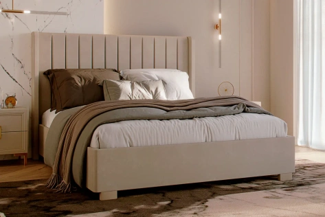 Кровать "Аделия" 811.28 кровать 180*200 с мех (Simpl 29/кашемир серый/ОД05) - Ангстрем - фото в интернет-магазине Арктика