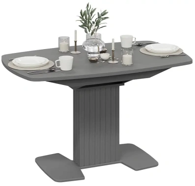 Стол обеденный "Хилтон" (столешница тип 2 + подстолье/Графит матовый/Стекло матовое серое) - Три Я - фото в интернет-магазине Арктика