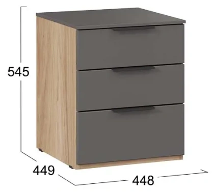 Спальня "Порто" ТД-393.03.01 тумба прикроватная (Яблоня Беллуно/Графит софт) - Три Я - фото в интернет-магазине Арктика