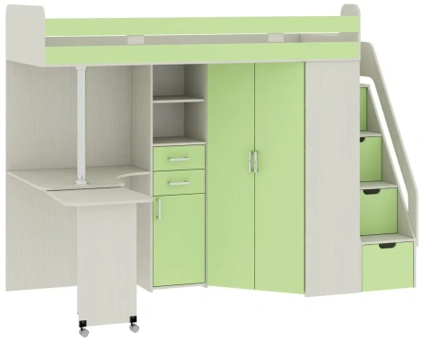 Детская "Карамель 77-03" кровать (анкор светлый/зеленый) - Атлант - фото в интернет-магазине Арктика