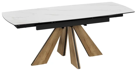 Стол обеденный "Палмер" тип 1 (черный муар/дуб галифакс нат/керамика матовая белый мрамор) - Три Я - фото в интернет-магазине Арктика