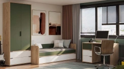 Детская "Лео" (Гикори джексон/Белый матовый/Дымчатый зеленый) - каталог товаров магазина Арктика