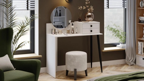 Стол туалетный "Стилтон" тип 1 (Белый/Черный муар) - Три Я - фото в интернет-магазине Арктика