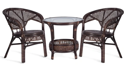 Комплект "PELANGI" 02/15 (без матр/стол+2 стула/walnut/грецкий орех) - Тетчер - фото в интернет-магазине Арктика