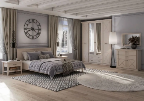 Спальня "Кантри" (КА-801.27) кровать с мех 140*200 (Кашемир серый) - Ангстрем - фото в интернет-магазине Арктика