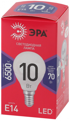 Лампа светодиодная ЭРА ECO LED P45-10w-865-E14 R - фото в интернет-магазине Арктика