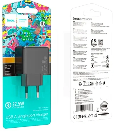 Зарядное устройство сетевое Hoco CS17A 22.5W Black (HC-38401) - фото в интернет-магазине Арктика