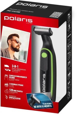 Машинка для стрижки Polaris PHC 0303RB Зеленый/черный - фото в интернет-магазине Арктика