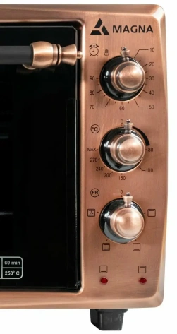 Минипечь MAGNA MF4515-3RBM/OG (ретро чёрный матовый с золотом) - фото в интернет-магазине Арктика