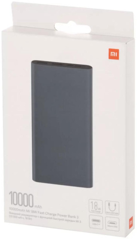 Аккумулятор внешний Xiaomi 10000 mAh Mi 18W Fast Charge Power Bank 3 black (VXN4274GL) X24270 - фото в интернет-магазине Арктика