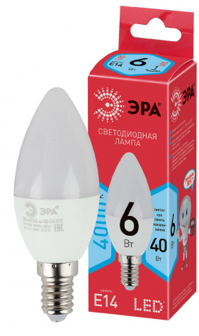 Лампа светодиодная ЭРА ECO LED B35-6w-840-E14 - фото в интернет-магазине Арктика