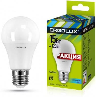 Лампа светодиодная Ergolux LED-A60-15w-E27-4K - фото в интернет-магазине Арктика