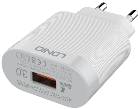 Зарядное устройство сетевое LDNIO A303Q 18W +Type-C QC 3.0 White (LD_B4370) - фото в интернет-магазине Арктика