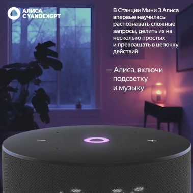 Умная колонка Яндекс Станция Мини 3 YNDX-00027BLK Черная - фото в интернет-магазине Арктика