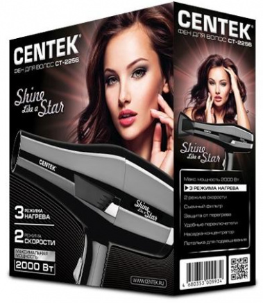 Фен Centek CT-2256 черный - фото в интернет-магазине Арктика