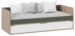 Детская "Лео" ТД-410.12.01 кровать с ящ 80*200 (Гикори джексон/Белый матовый/Дымчатый зеленый) - Три Я - каталог товаров магазина Арктика