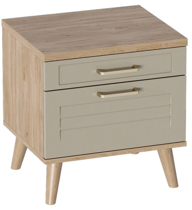 Спальня "Гавана" тумба прикроватная (дуб натуральный светлый/светло-серый софт) - Мебельград - фото в интернет-магазине Арктика