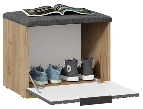"Хилтон" тумба для обуви исп.2.1 (Дуб Крафт Золотой/Графит матовый) - Три Я - фото в интернет-магазине Арктика