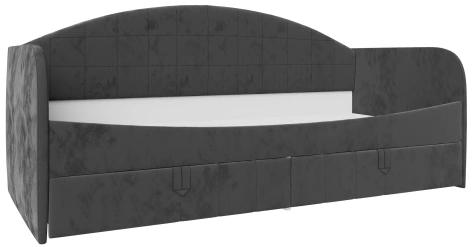 Детская "Сити" ПМ-332.18 кровать с 2 ящиками в мягкой обивке (Графит) - ВКДП - фото в интернет-магазине Арктика
