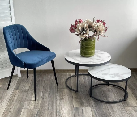 Стол журнальный "Эрвин" 2 шт (Белый мрамор/графит) - М-Сити - фото в интернет-магазине Арктика