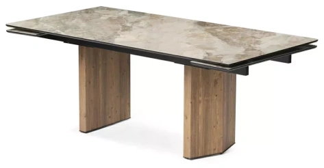 Стол обеденный МОЦАРТ 200 (Каталония/стекло/дуб монтана) - М-Сити - фото в интернет-магазине Арктика