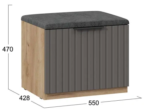 "Хилтон" тумба для обуви исп.2.1 (Дуб Крафт Золотой/Графит матовый) - Три Я - фото в интернет-магазине Арктика