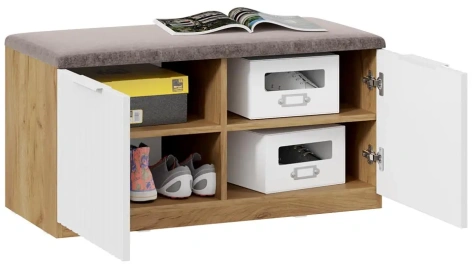 "Хилтон" тумба для обуви исп.2.2 (Дуб Крафт Золотой/Белый матовый) - Три Я - фото в интернет-магазине Арктика